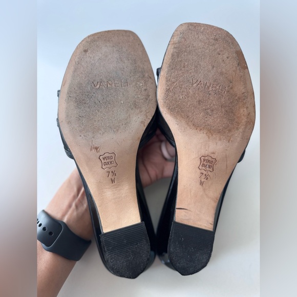 Vintage 90s Y2K VANELI Sequin Shell Slip On Wedge Sandals Shoes Size 7.5 *FLAWS - Picture 9 of 10